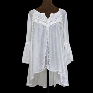 Mossimo Womens Crochet Tunic Dress Top M Boho Peasant Hippie Festival Romantic
